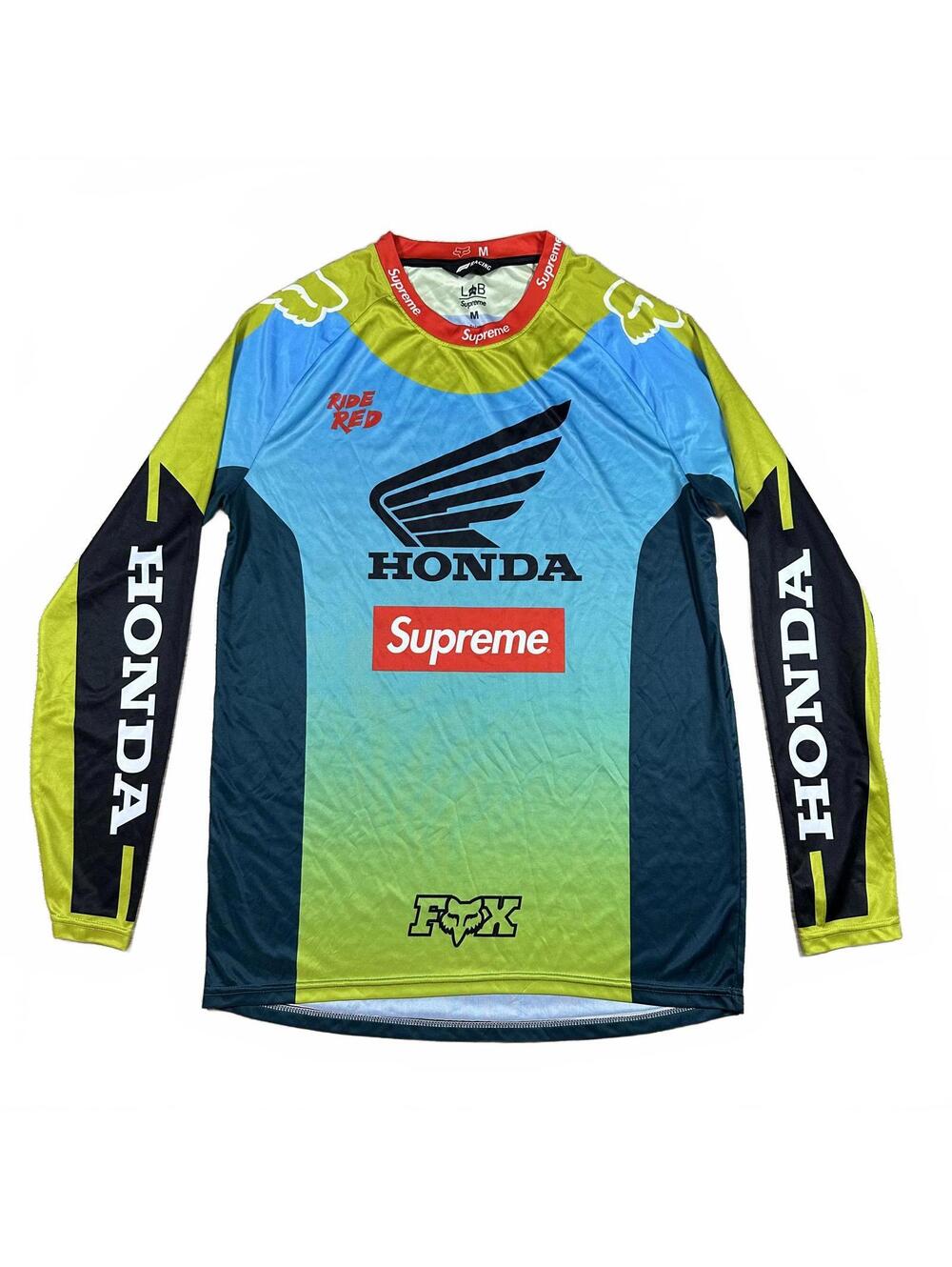 Fox Racing BMX Jersey M Blue Green Yellow Honda Supreme